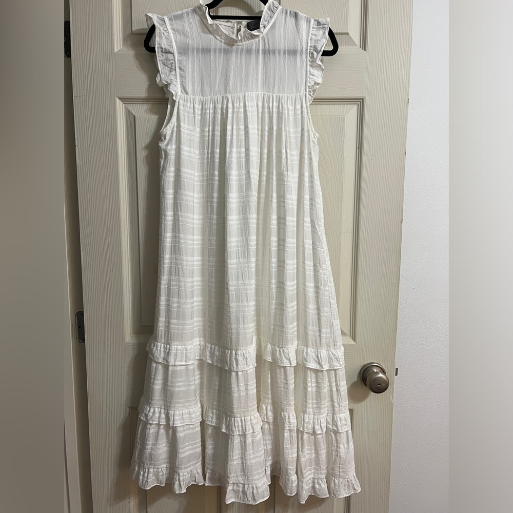 Anthropologie “Sunday in Brooklyn” White Gauze Midi Dress